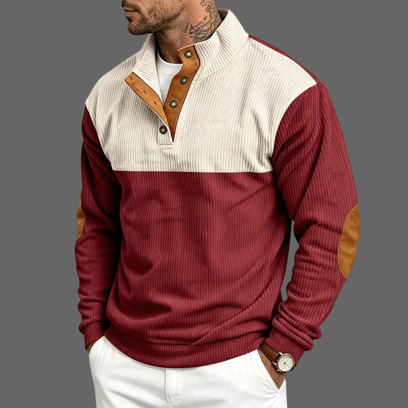 Men's Color-block Patchwork Stand-collar Sweatshirt My Phase Fashion