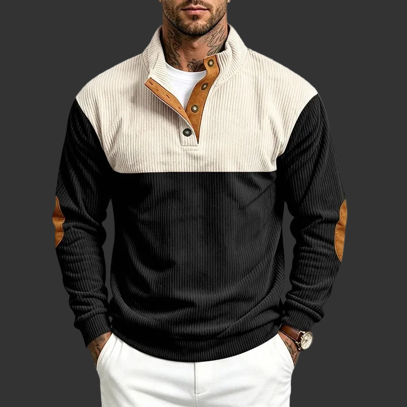 Men's Color-block Patchwork Stand-collar Sweatshirt My Phase Fashion
