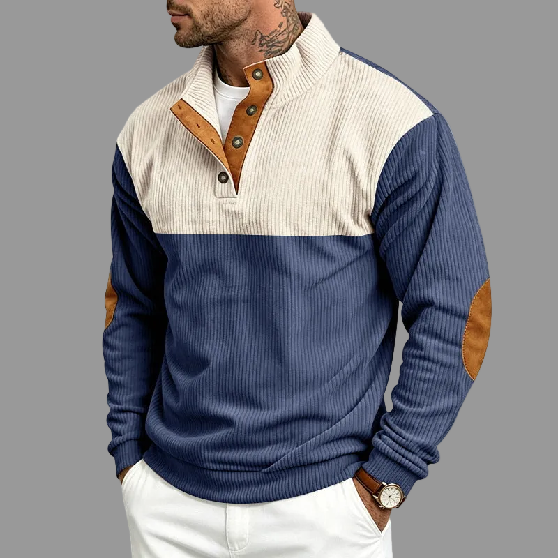 Men's Color-block Patchwork Stand-collar Sweatshirt My Phase Fashion