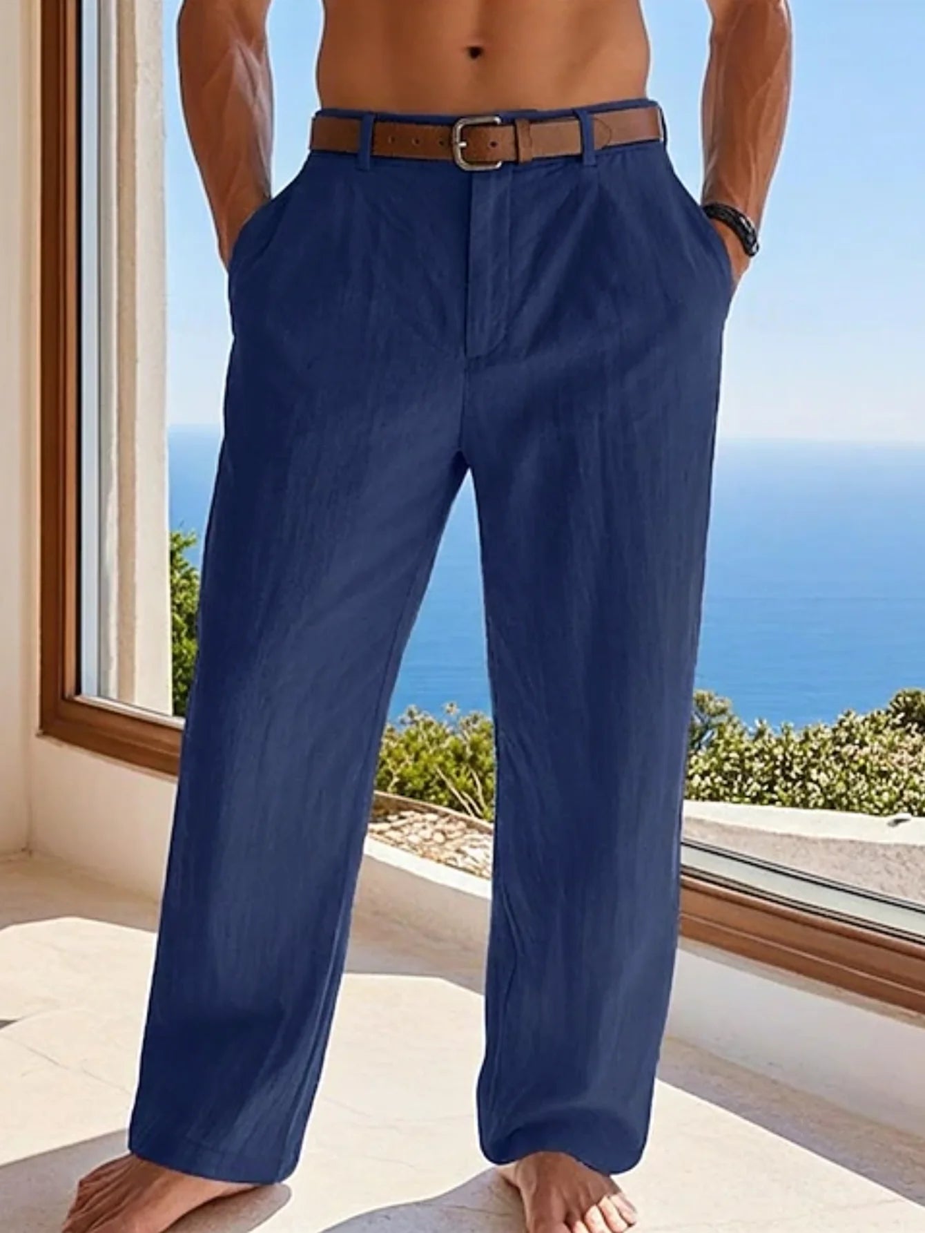 New Summer Linen Men's Straight-Leg Trousers