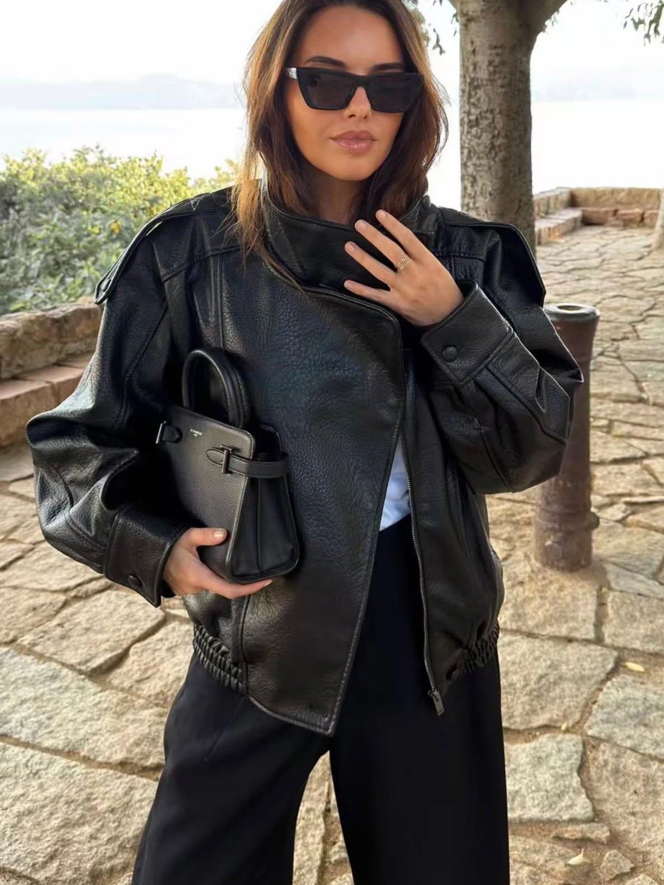 Women's Faux Leather Loose Jacket