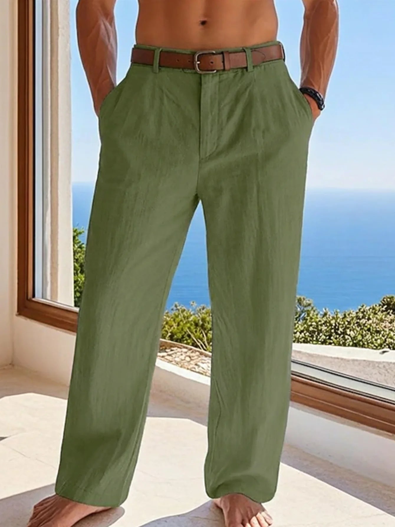 New Summer Linen Men's Straight-Leg Trousers