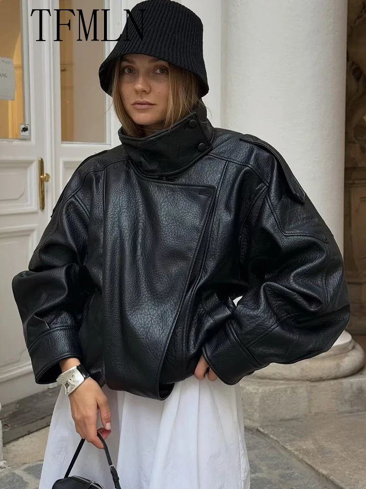 Women's Faux Leather Loose Jacket