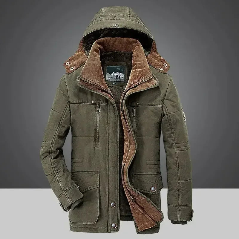 Men's Winter Jacket Parka Plus Velvet Thick Multi Pocket Jackets Solid Parkas Male Plus Size Windproof Fleece Warm Thick Coats My Phase Fashion