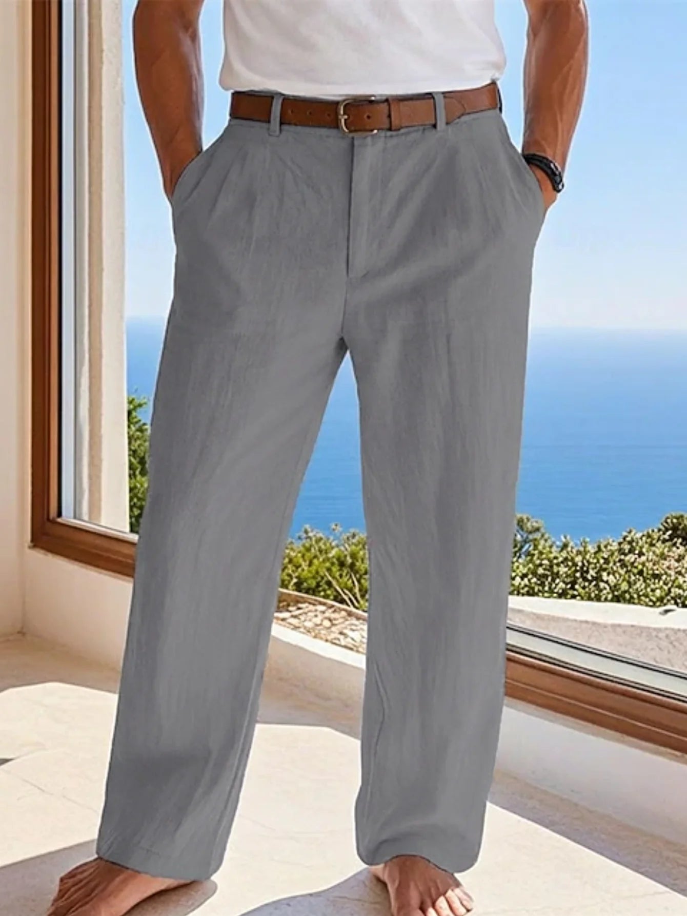 New Summer Linen Men's Straight-Leg Trousers