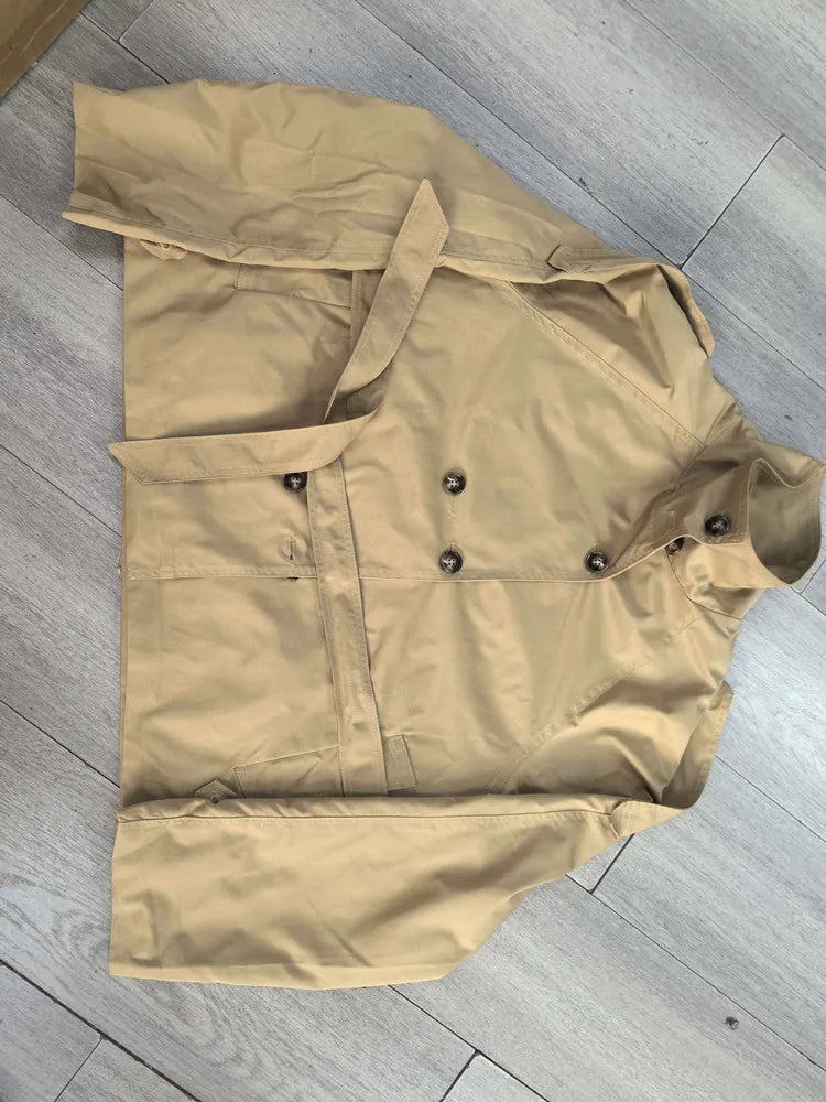 Women's Belted Waist Cropped Trench Coat