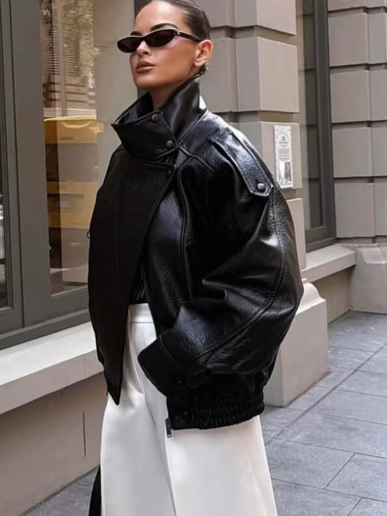 Women's Faux Leather Loose Jacket
