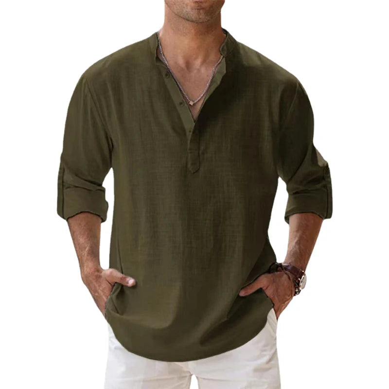 Men's Lightweight Cotton Henley Shirt