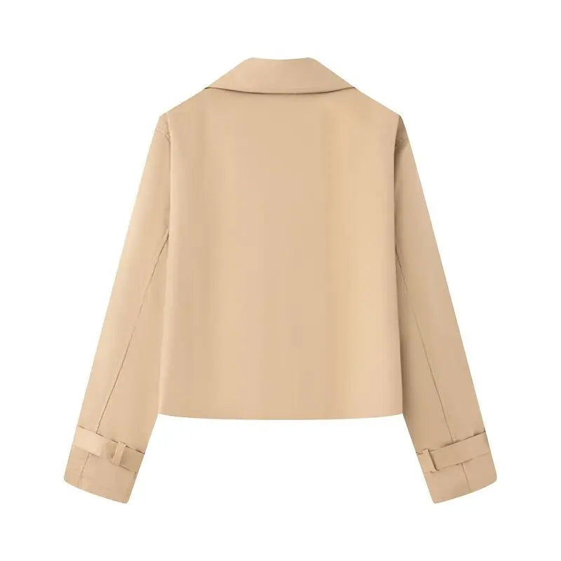 Women's Cropped Double-Breasted Trench Coat