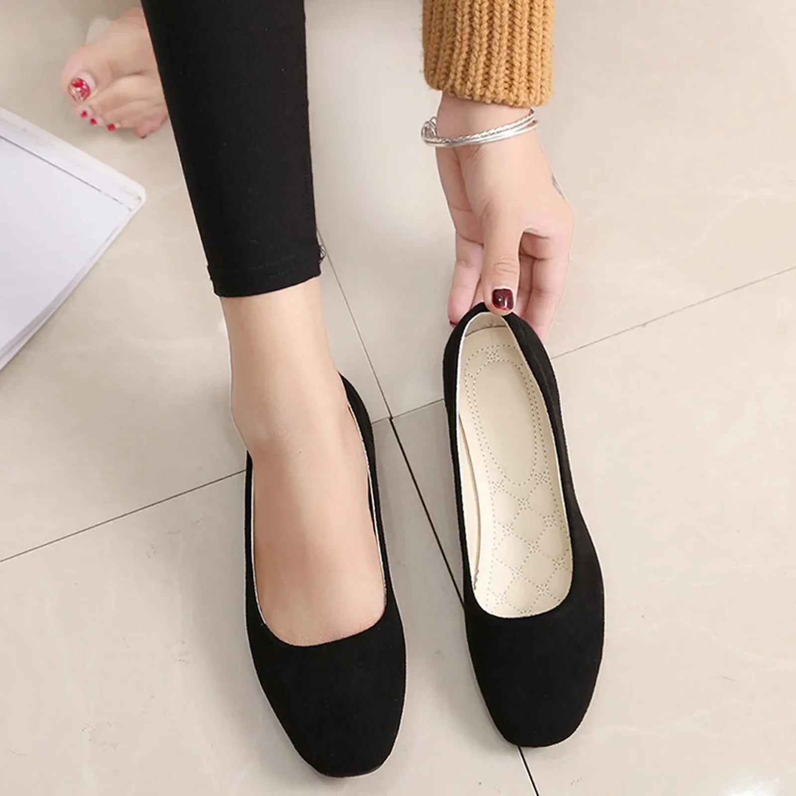 Women Suede Loafers Flat Heel Shoes
