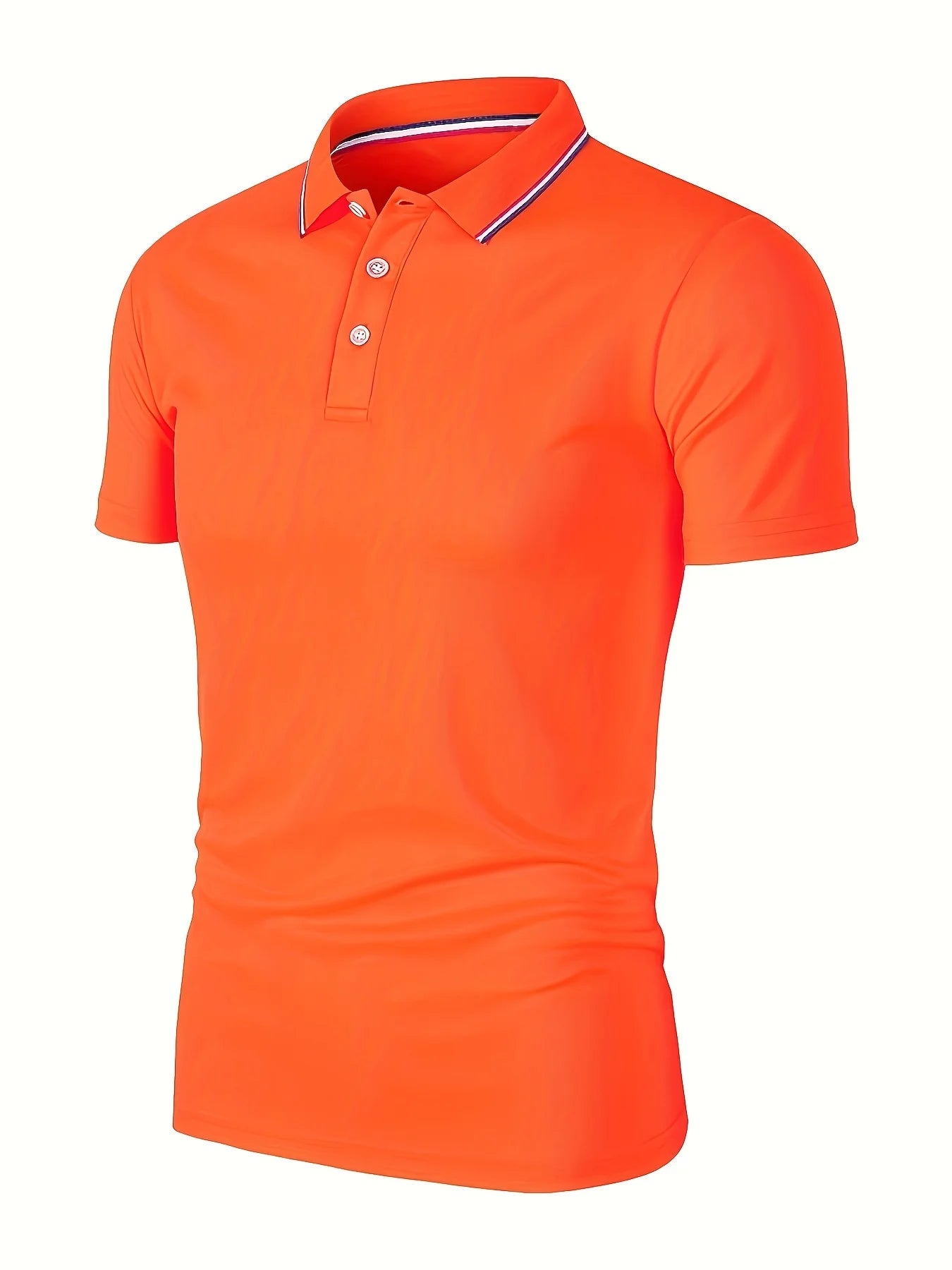 Orange polo shirt on a white background