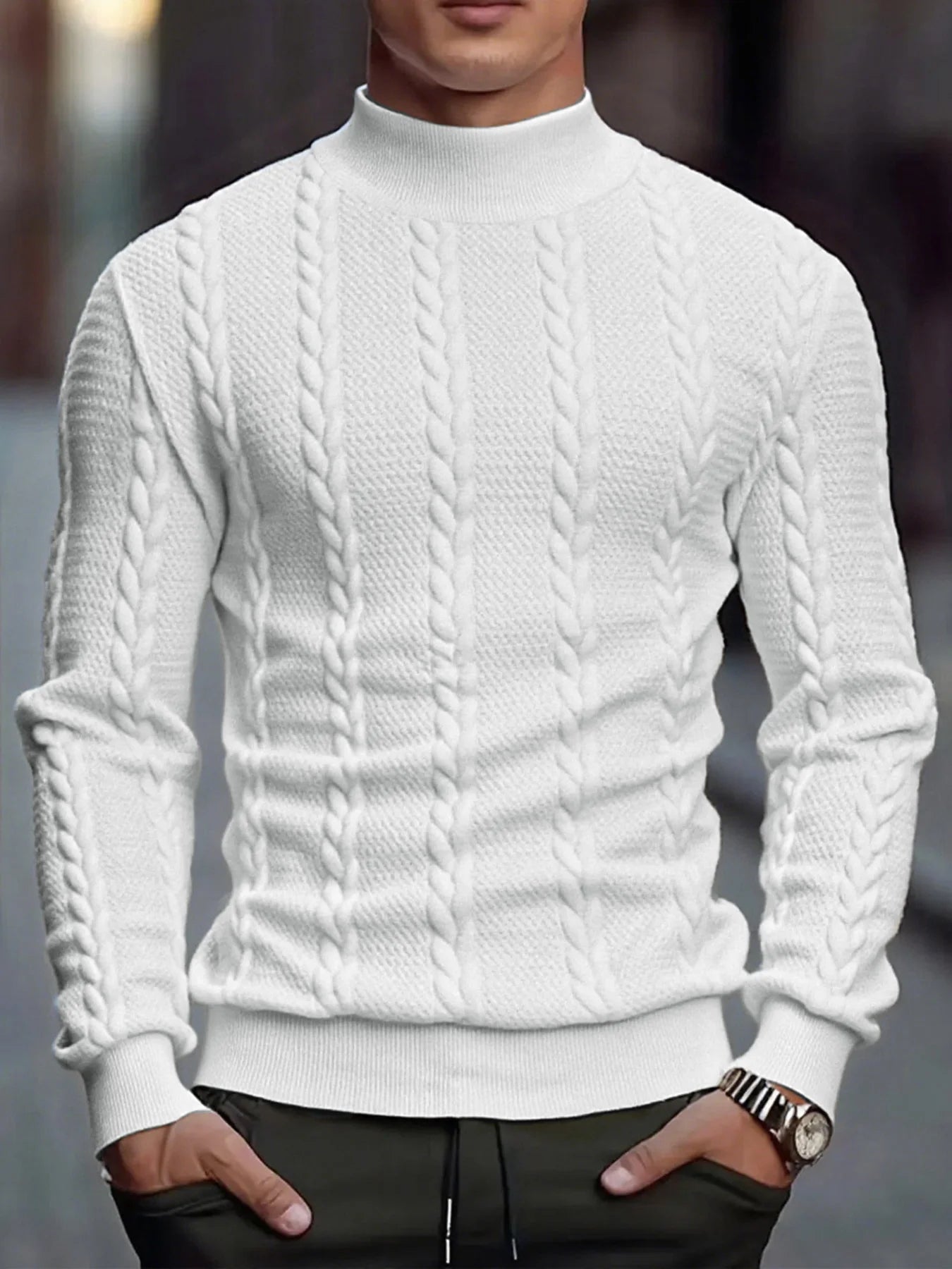 Men's Knitted High Collar Sweater