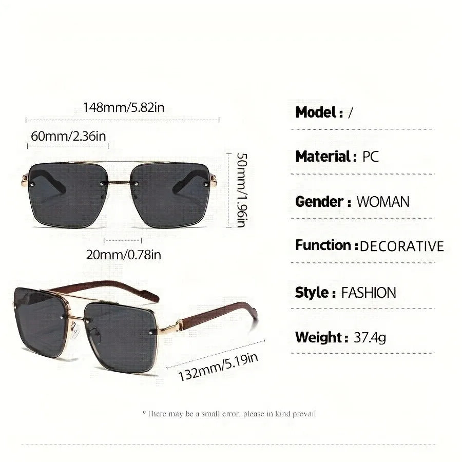 Luxury Square Sunglasses Men New Wooden Vintage Designer Fashion Glasses Women Vacation Gradient Eyewear