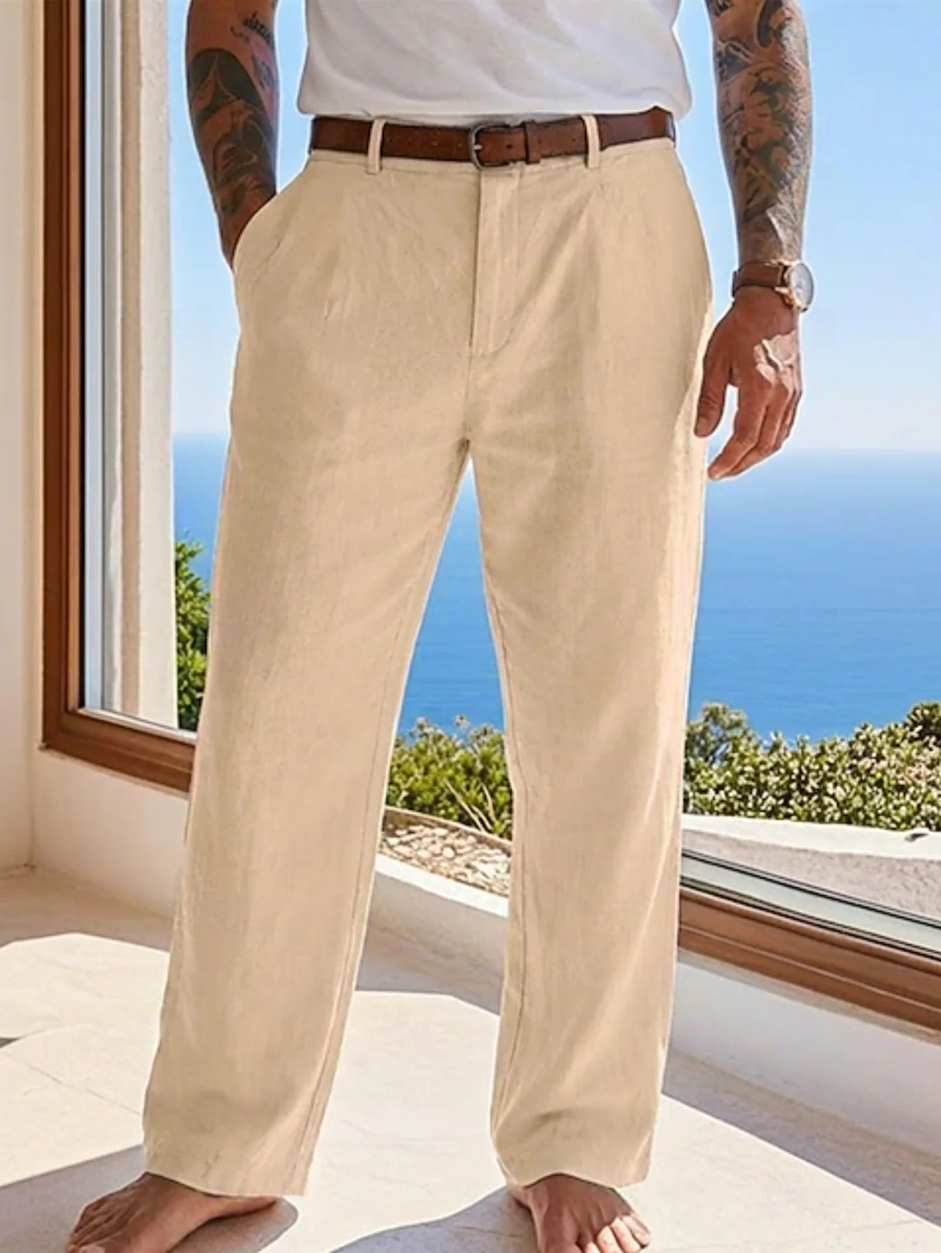 New Summer Linen Men's Straight-Leg Trousers