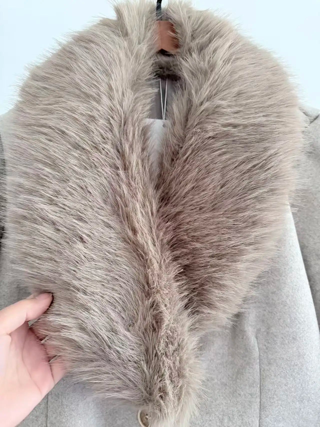 Women's Belt Warm Fur Collar Coat