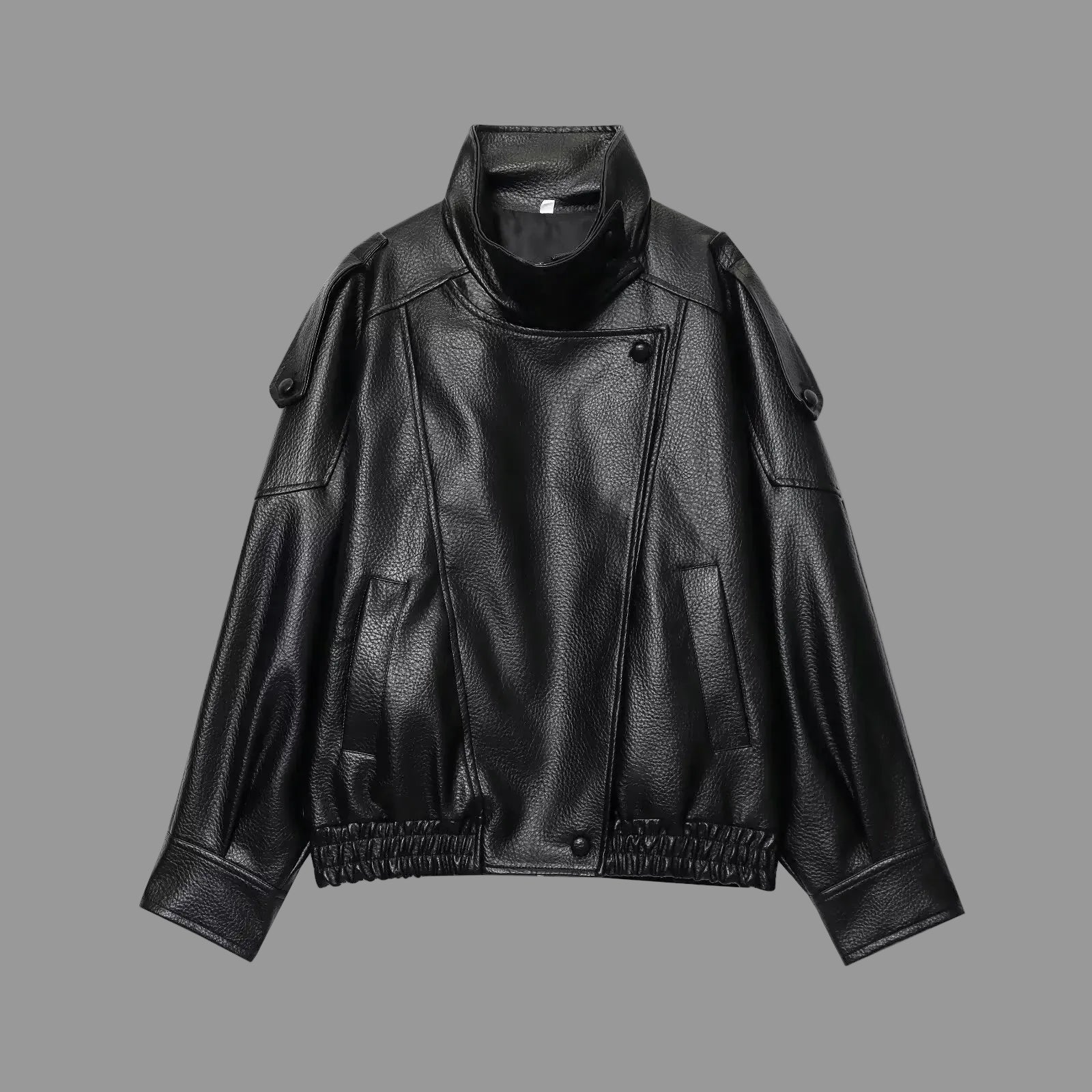 Black leather jacket on a white background