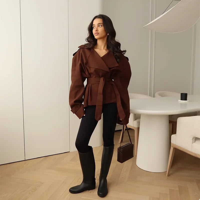 The Phase Trench — Lace-Up Cropped Coat