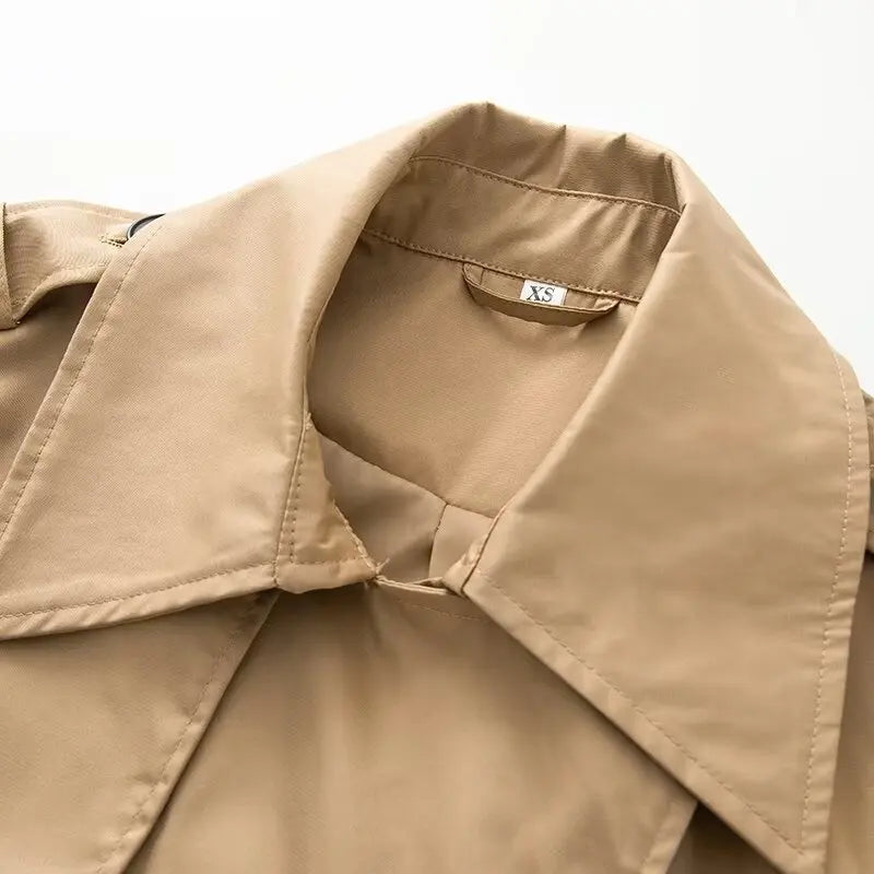 Women's Cropped Double-Breasted Trench Coat