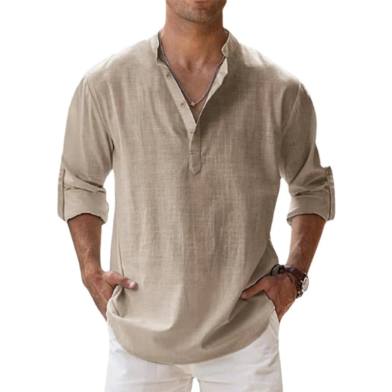 Men's Lightweight Cotton Henley Shirt