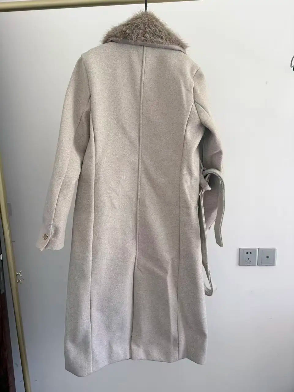 Women's Belt Warm Fur Collar Coat