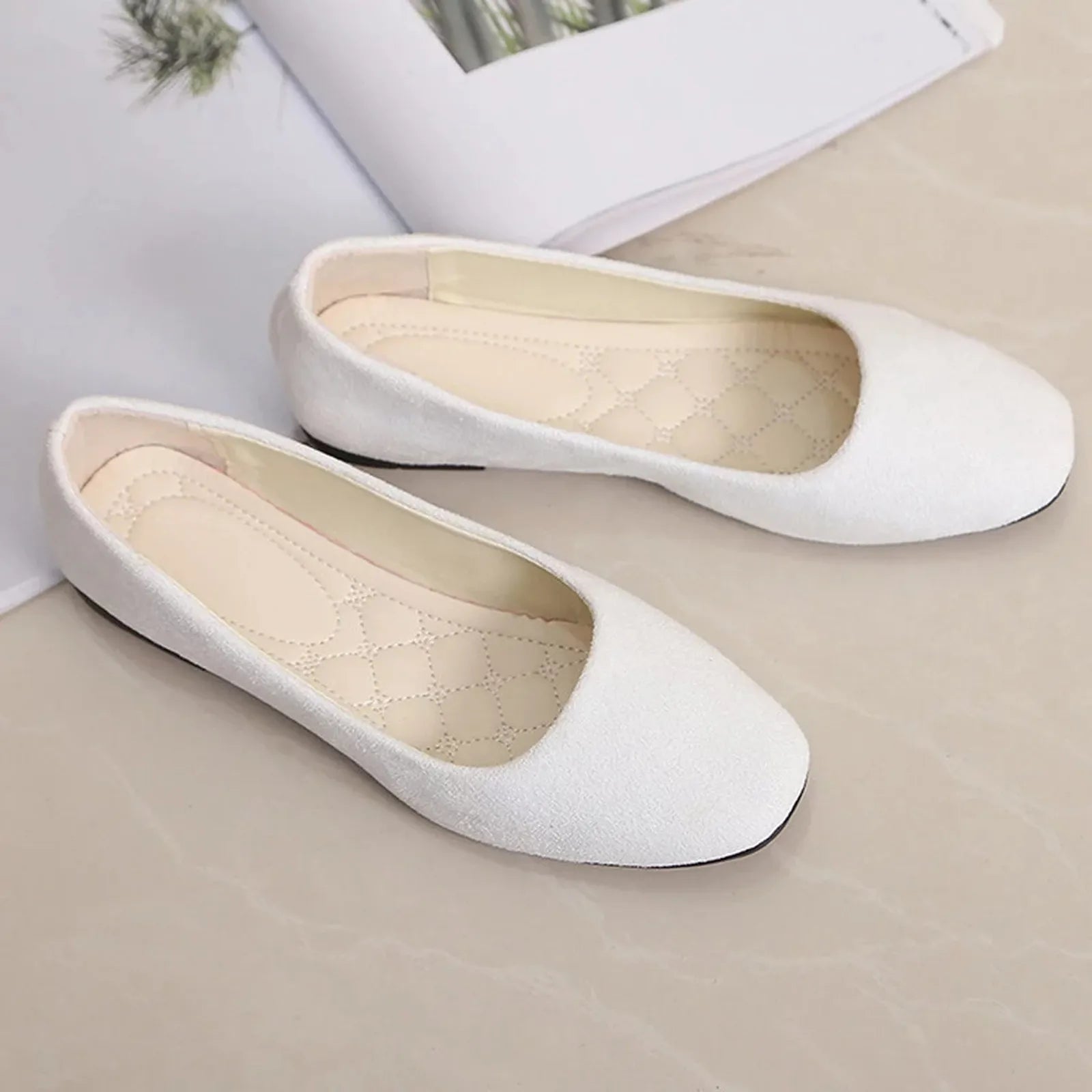Women Suede Loafers Flat Heel Shallow Female Shoes Spring Summer Square Toe Basic Concise Women Pumps Size 36-43 My Phase Fashion