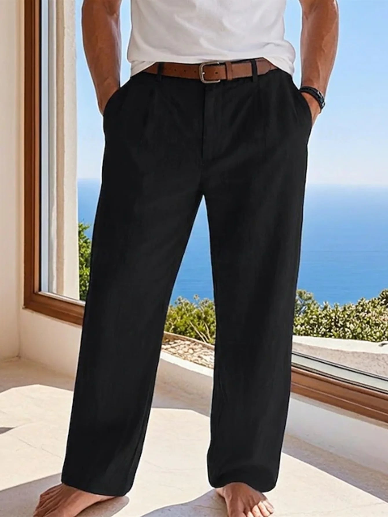 New Summer Linen Men's Straight-Leg Trousers