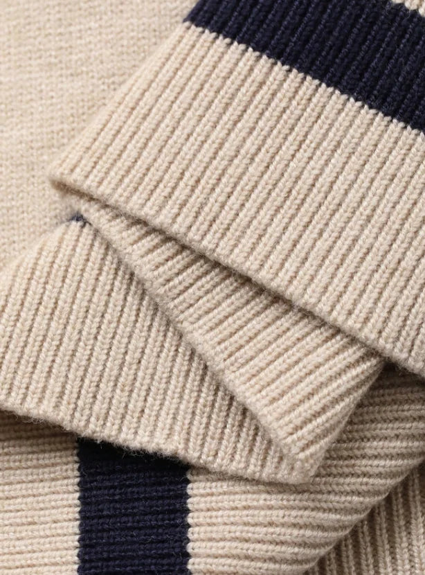 Korean Style Color Block Polo Neck Knitwear Women's Slim Fit Long Sleeve Base Shirt Autumn Winter Fashion Casual Top My Phase Fashion