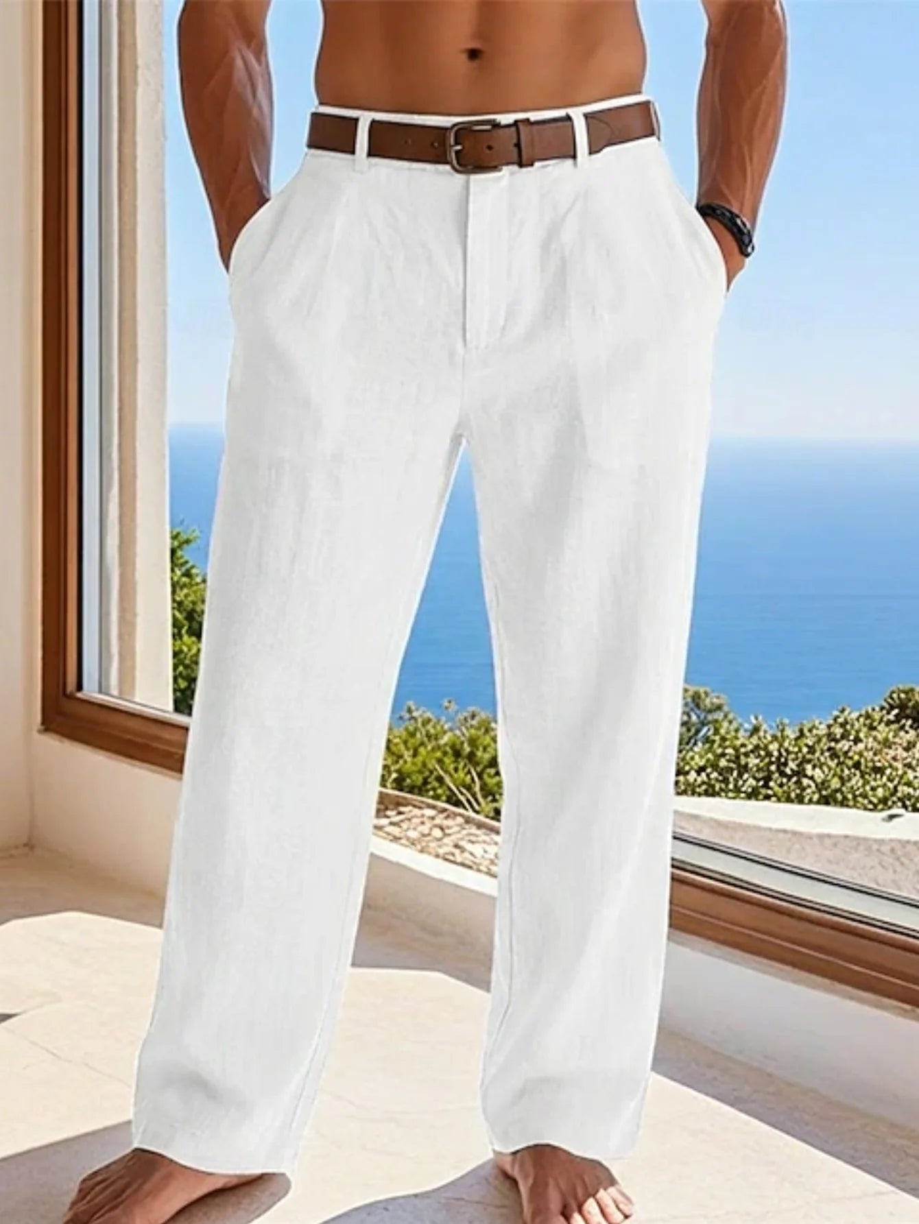 New Summer Linen Men's Straight-Leg Trousers