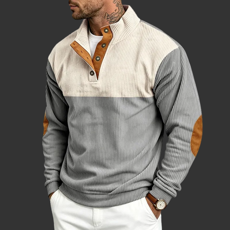 Men's Color-block Patchwork Stand-collar Sweatshirt My Phase Fashion