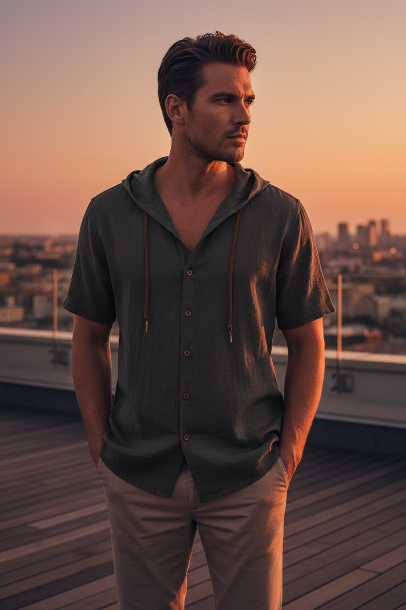 Relaxed Linen Shirt — Dark Grey